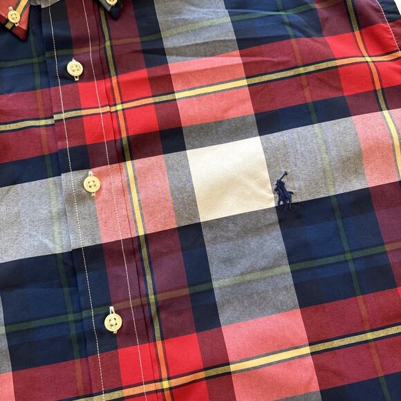 Polo Ralph Lauren Shirt Mens LT Plaid Button Down Short Sleeve Performance - Picture 2 of 9